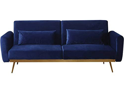 Divano Letto Velluto Blu Scuro 3 Posti Clic Clac Habitat et Jardin