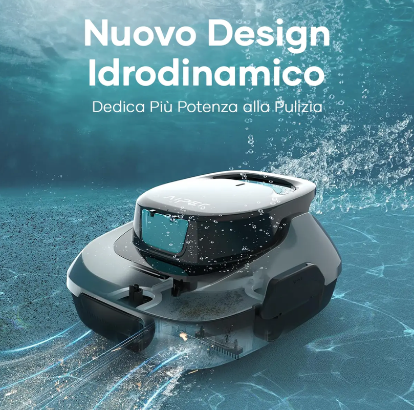 AIPER Scuba SE, Robot per piscina senza fili, Batteria a doppia azionamento, Parcheggio automatico, Adatto per piscine piatte fino a 80 mq, Drenaggio rapido, Autonomia 90 min, Bianco