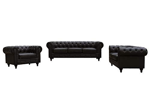 Habitat et Jardin Divano Chesterfield 2 Posti 157 cm Marrone Tessuto