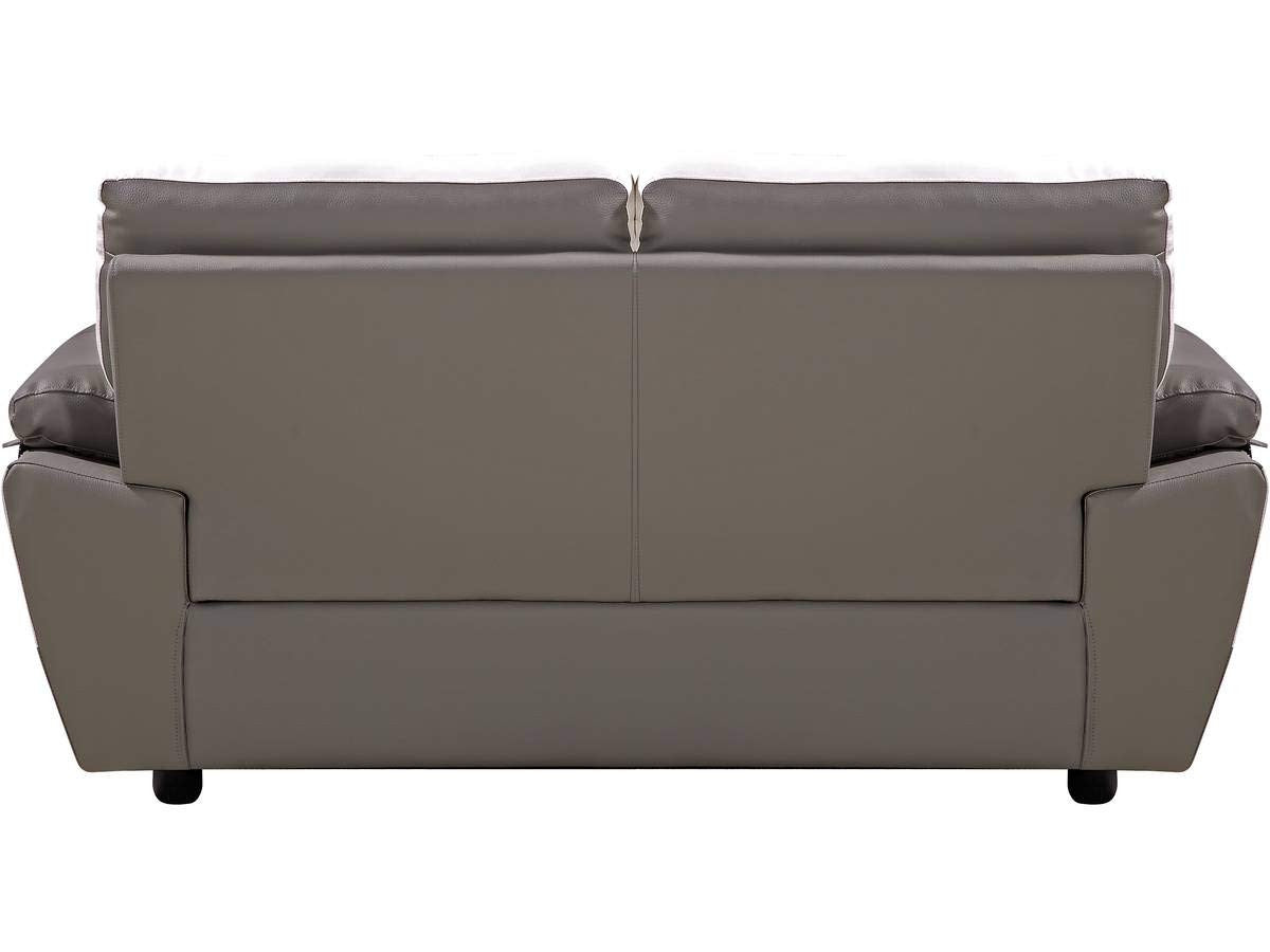 Divano Fisso Pelle Ricostituita 2 Posti 169cm Grigio e Bianco Habitat et Jardin