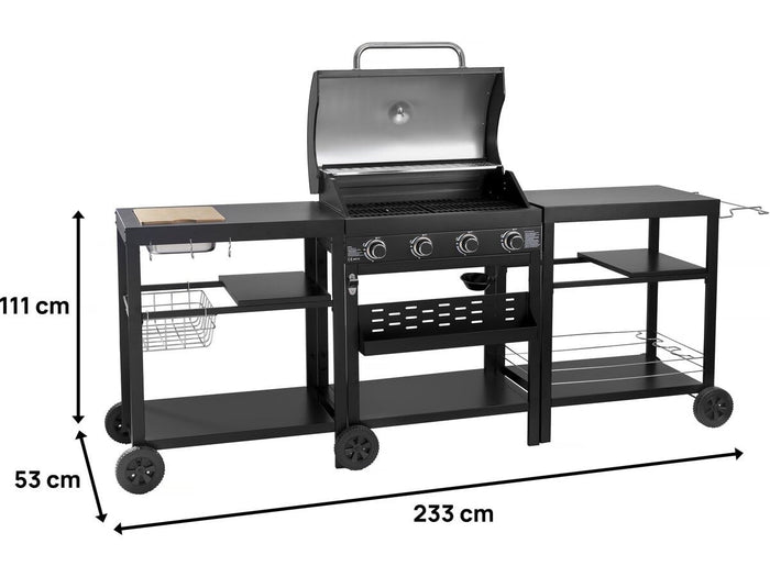 Habitat et Jardin Barbecue a Gas 4 Bruciatori 12 kW Nero