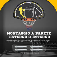 Canestro Basket per Bambini e Adulti 110x90x70 cm  in Acciaio e PE Nero e Giallo