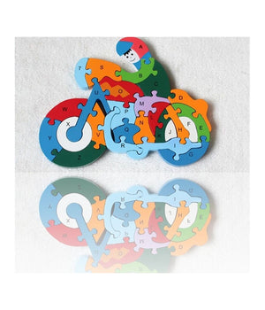 3d Puzzle Legno Forma Di Moto Educativo Lettere Numeri Bambini Imparare         