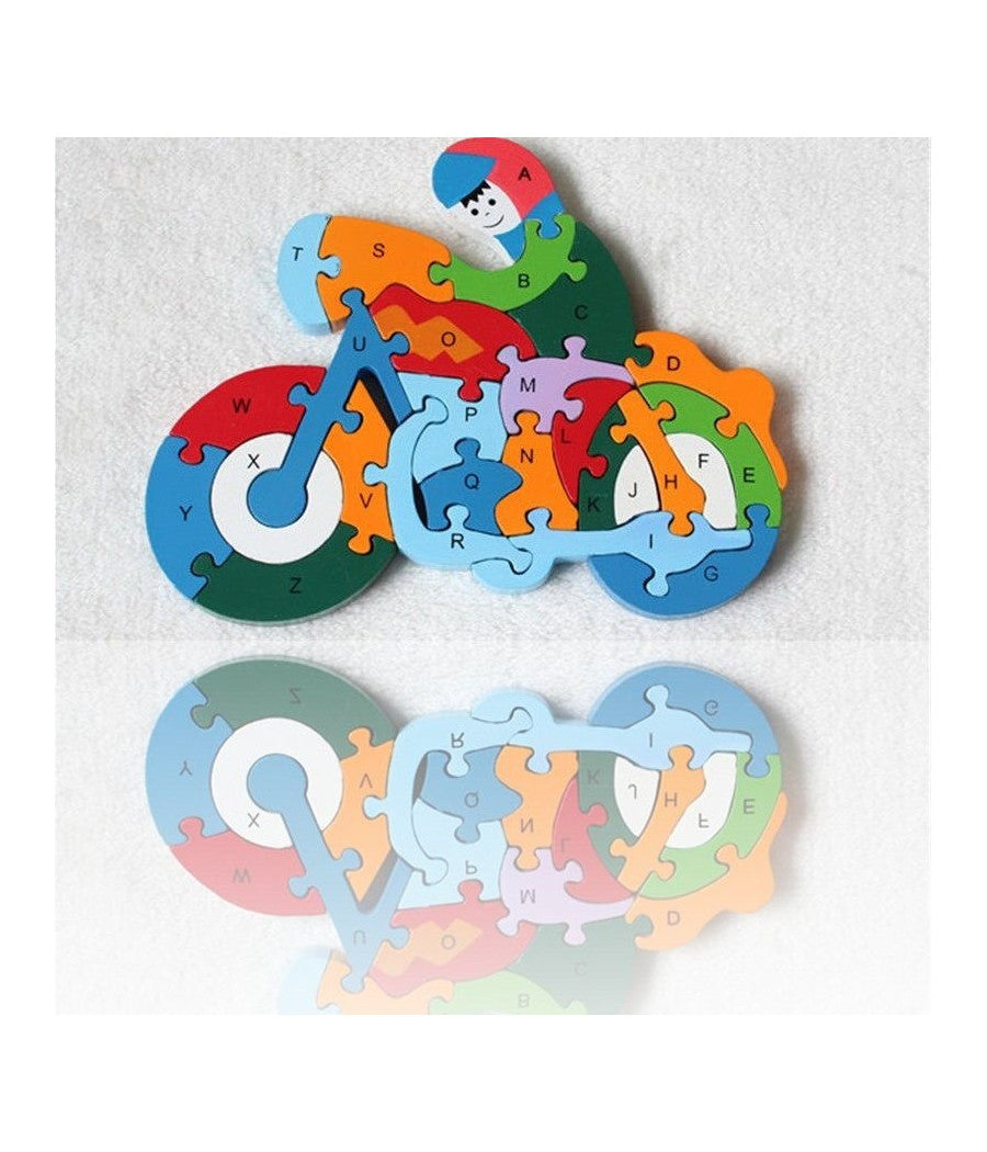 3d Puzzle Legno Forma Di Moto Educativo Lettere Numeri Bambini Imparare         