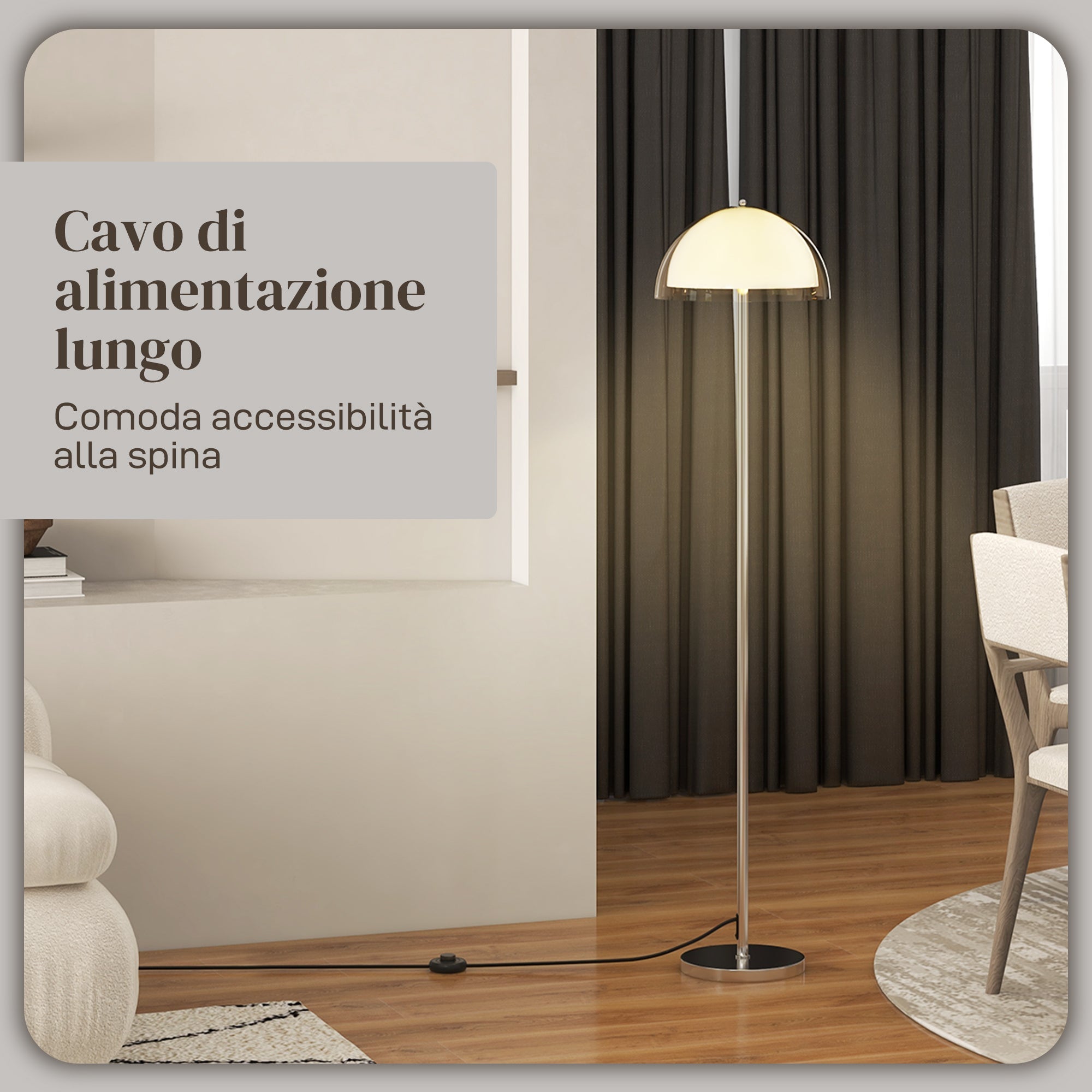 Piantana da Interno Lampada da Terra Paralume Doppio E27 Metallo e Acrilico 35x150 cm Bianco