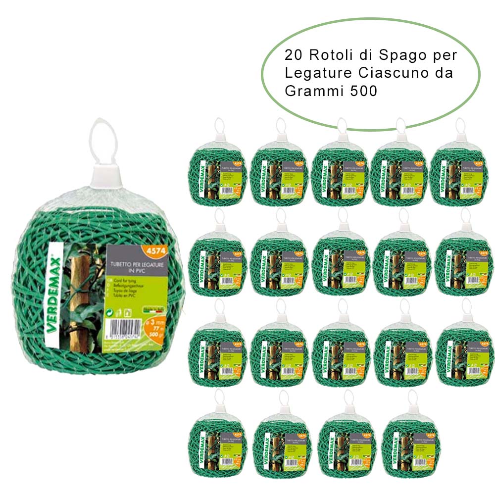 20 rotoli per legature da giardino in pvc ciascuno da grammi 500 diametro 3 mm