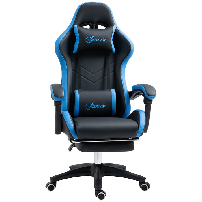 Sedia da Gaming Ergonomica 65x65x121-129 cm in Similpelle Blu e Nero