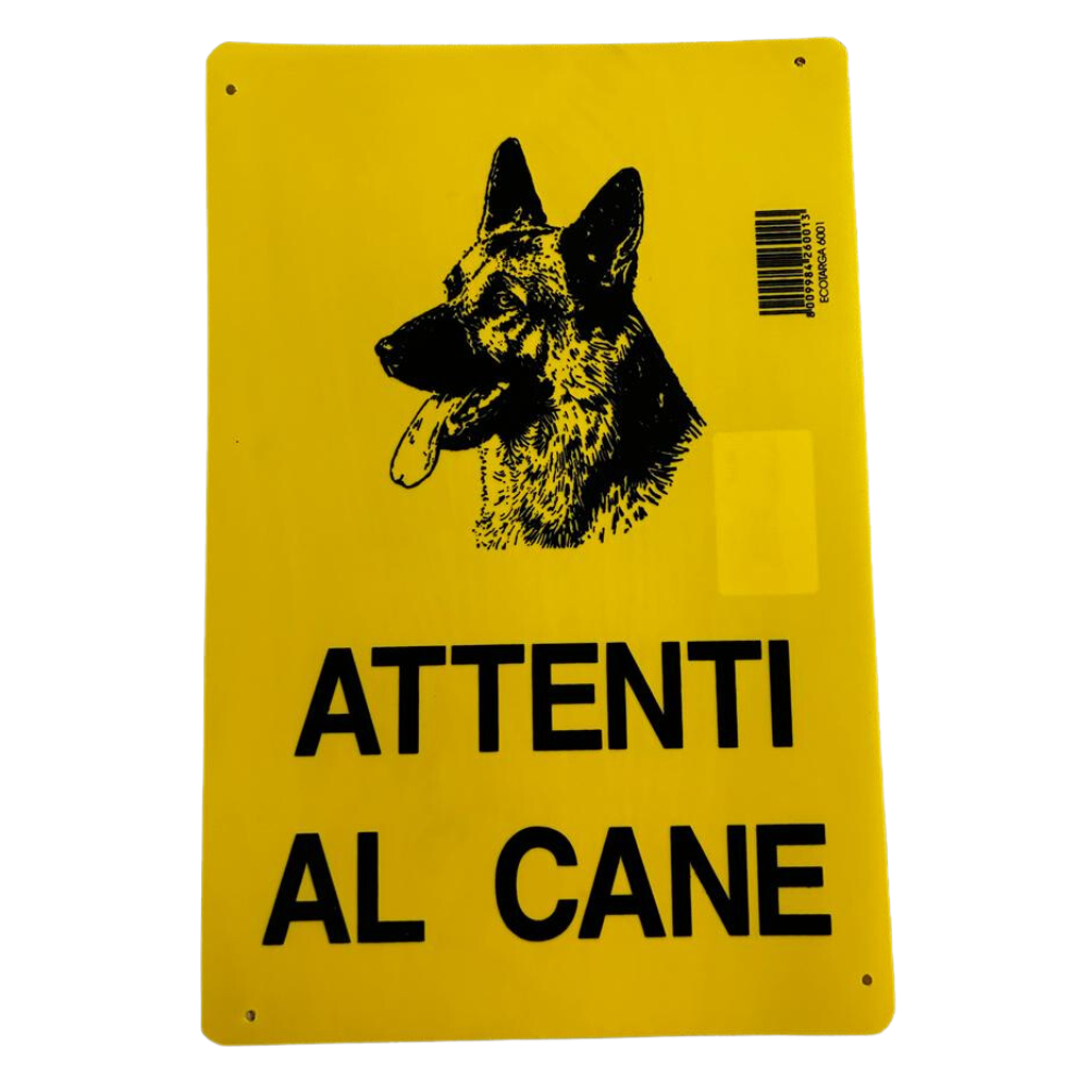 Cartello attenti al cane in pvc resistente dimensioni 20x30 cm