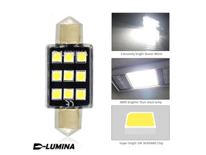 4 Lampada Led T11 Canbus 41mm 12V 2W Effettivo Con 6 Smd 3030 Bianco 6000K No Polarita