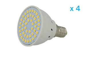 4 PZ Lampade Led E14 Spot 3W=30W Bianco Caldo Diametro 50mm Con 48 smd 2835