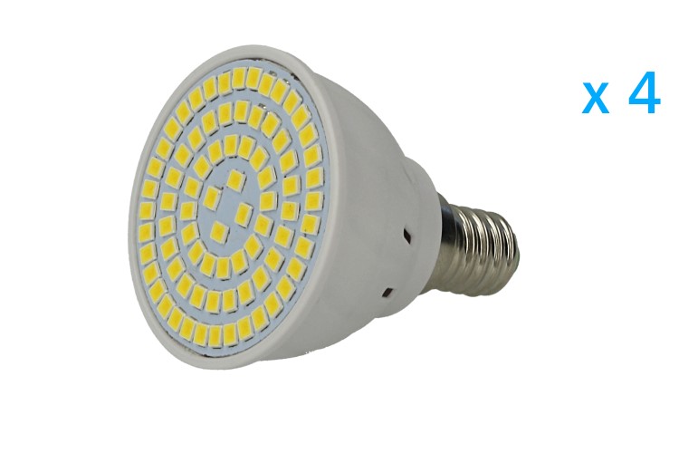 4 PZ Lampade Led E14 Spot 4W=40W Bianco Caldo Diametro 50mm Con 80 smd 2835