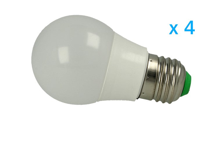 4 PZ Lampade Led E27 Bulbo 3W=30W Bianco Caldo Diametro 50mm Altezza 94mm