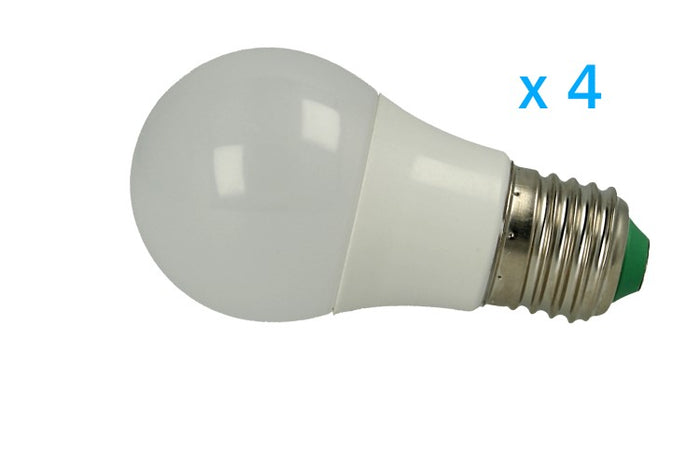 4 PZ Lampade Led E27 Bulbo 3W=30W Bianco Freddo Diametro 50mm Altezza 94mm