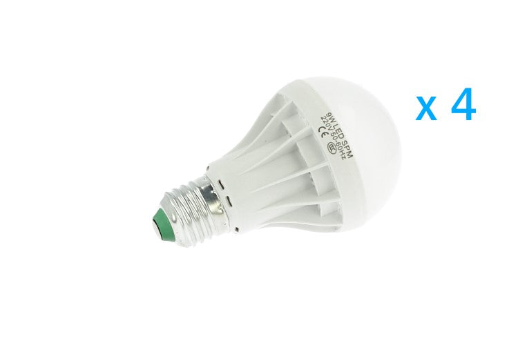 4 PZ Lampade Led E27 Bulbo A60 9W=80W Bianco Freddo