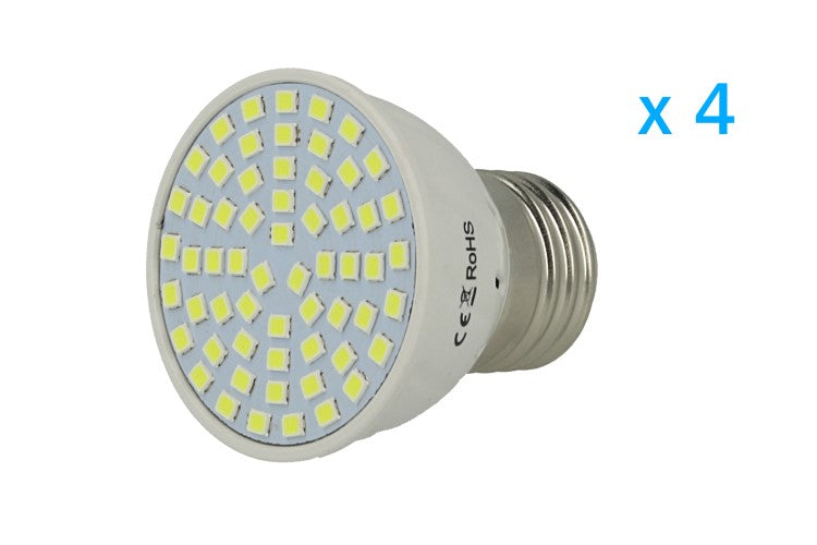 4 PZ Lampade Led E27 Spot 3,5W=35W Bianco Caldo Diametro 50mm Con 60 smd 2835