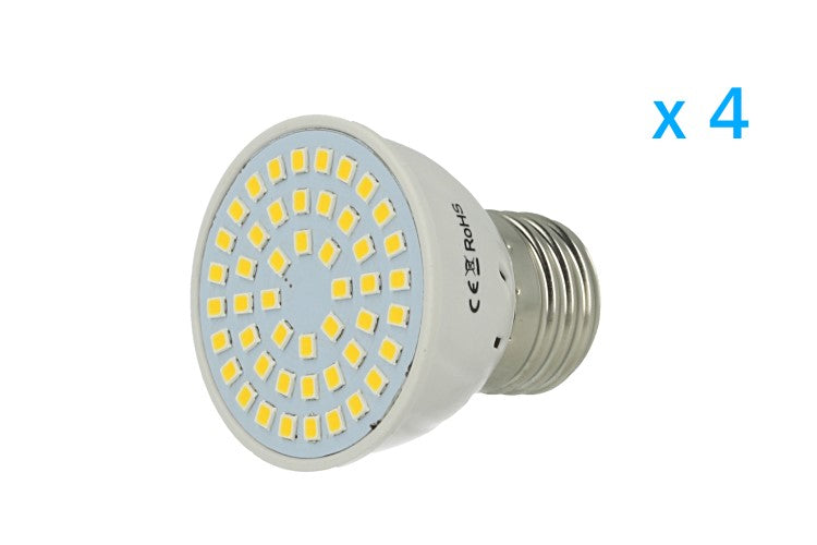 4 PZ Lampade Led E27 Spot 3W=30W Bianco Caldo Diametro 50mm Con 48 smd 2835