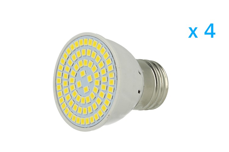 4 PZ Lampade Led E27 Spot 4W=40W Bianco Caldo Diametro 50mm Con 80 smd 2835