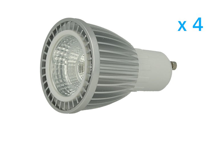 4 PZ Lampade Led GU10 Cob 6W 220V Bianco Caldo 3000K Carcassa Alluminio