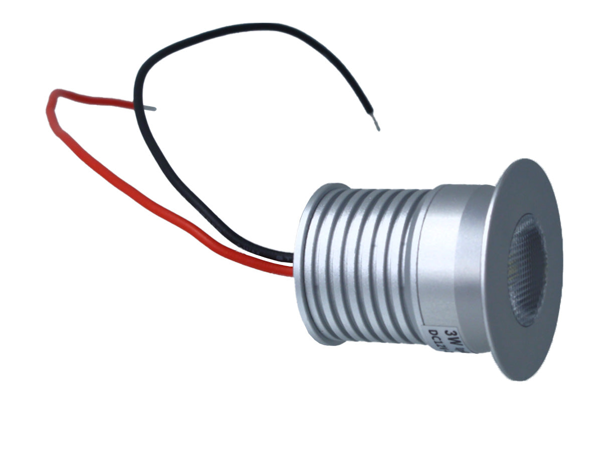 4 PZ Mini Faretto Led Da Incasso 3W DC 12V 24V Caldo 3000K Angolo 25 Gradi Foro 30mm 35X35mm