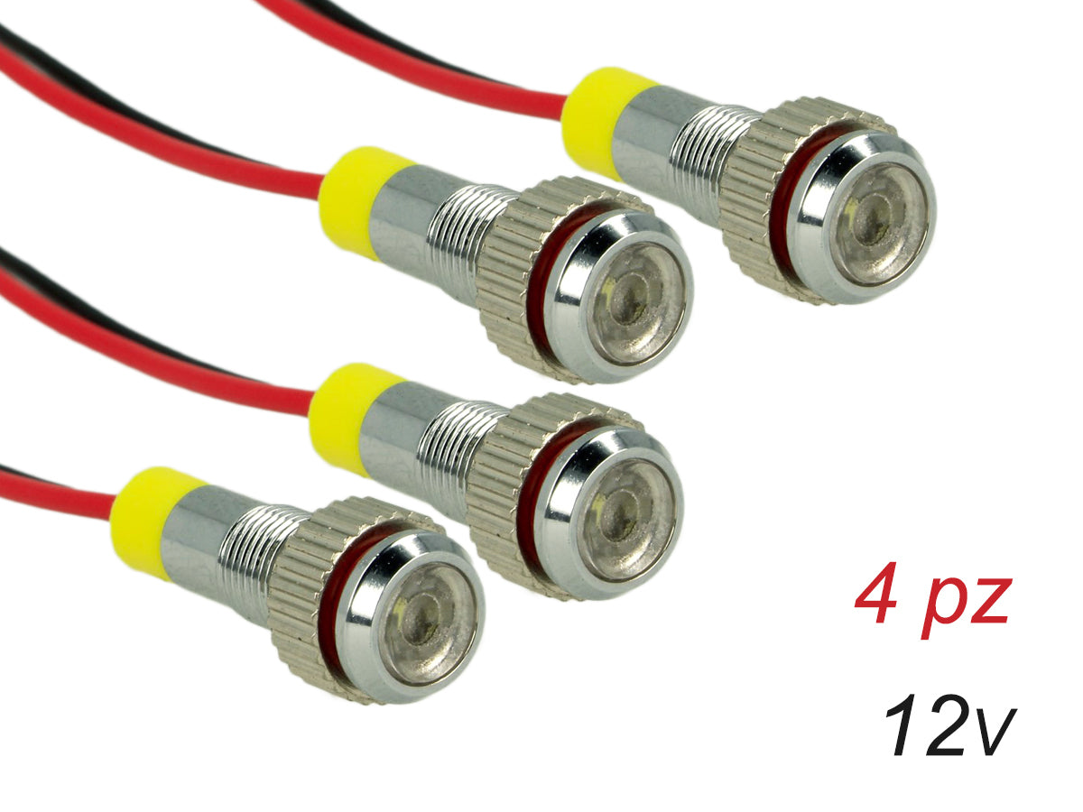 4 Pezzi Mini Viti Lampada Led Screw Con Filo Rondella 12V Bianco 6000K Luci Spia Per Auto Moto Camper