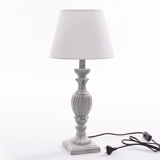 Lampada da Tavolo Ø12xH43 cm in MDF Design Classico Grigia