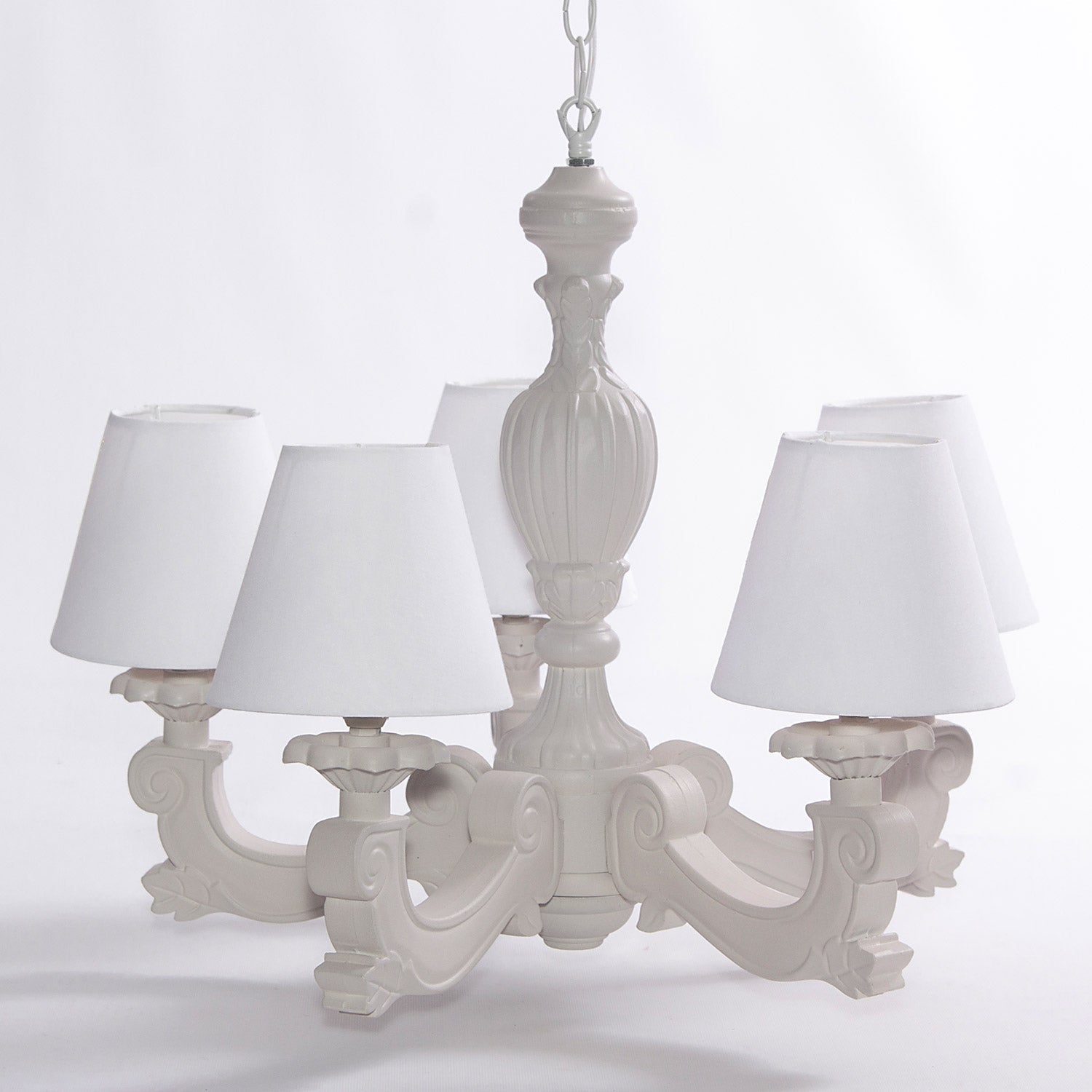 Lampadario a Sospensione Ø46 A 5 Bracci Design Shabby Tortora