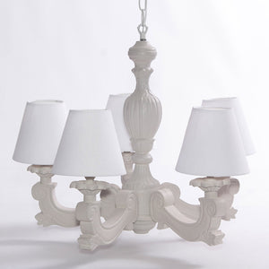 Lampadario a Sospensione Ø46 A 5 Bracci Design Shabby Tortora