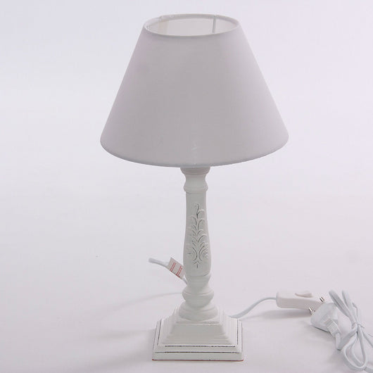 Lampada da Tavolo Ø20xH28 cm in MDF Design Shabby Bianca