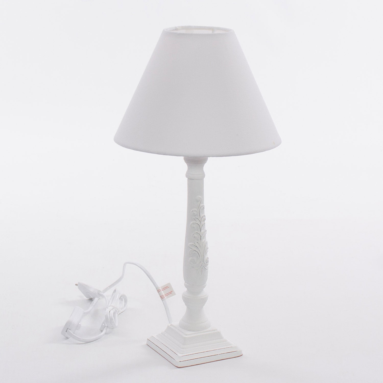 Lampada da Tavolo Ø10xH36 cm in MDF Bianca