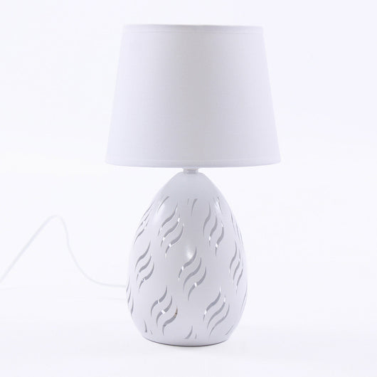 Lampada da Tavolo Ø18xH31 cm in Metallo Traforato Bianco