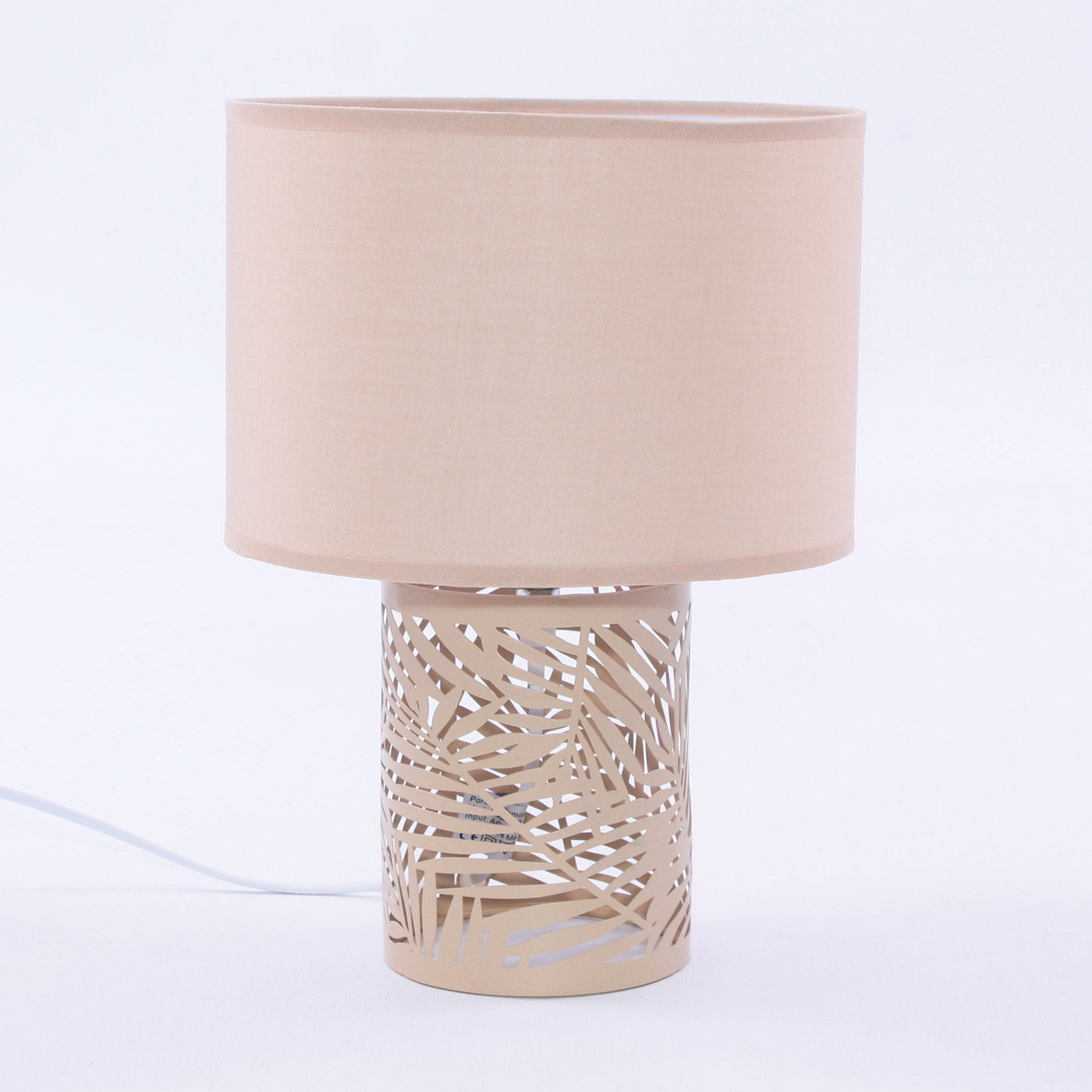 Lampada da Tavolo Ø22xH31 cm in Metallo Traforato Beige