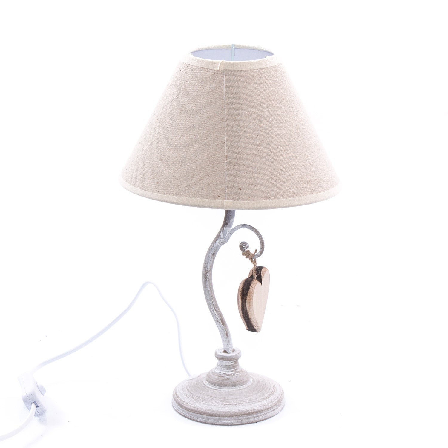 Lampada da Tavolo Ø20xH33 cm in Metallo con Decorazione Grigia