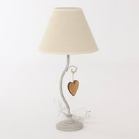 Lampada da Tavolo 20xH46 cm in Metallo con Decorazione Cuore Grigia