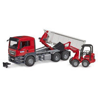 Mezzo cantiere bruder 03767 man camion tgs con container e ruspa schae