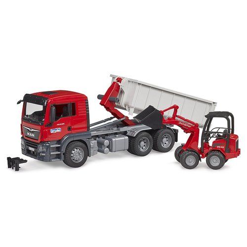 Mezzo cantiere bruder 03767 man camion tgs con container e ruspa schae