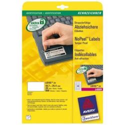 Etichette bianche antimanomissione avery non rimovibili - 45,7x25,4 mm - 40 et/foglio per laser - cf. 20 ff l6145-20 - 101959