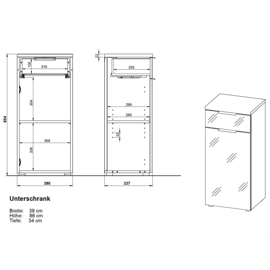 Germania Armadietto Base da Bagno GW-Pescara Grafite e Bianco 436468