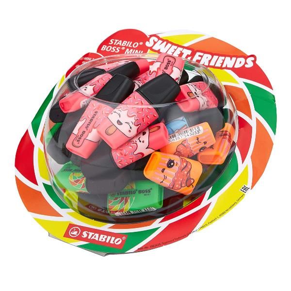 Stabilo boss mini sweet friends evidenziatore 50 pz punta smussata blu, verde, arancione, rosa, giallo - 07/50-08