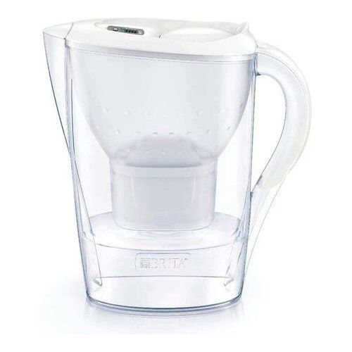 Brita caraffa filtrante marella bianca (2.4l) incl. 6 x filtri maxtra pro all-in-1 - adatta alla porta del frigorifero con memo digitale e coperchio ribaltabile - 1051474