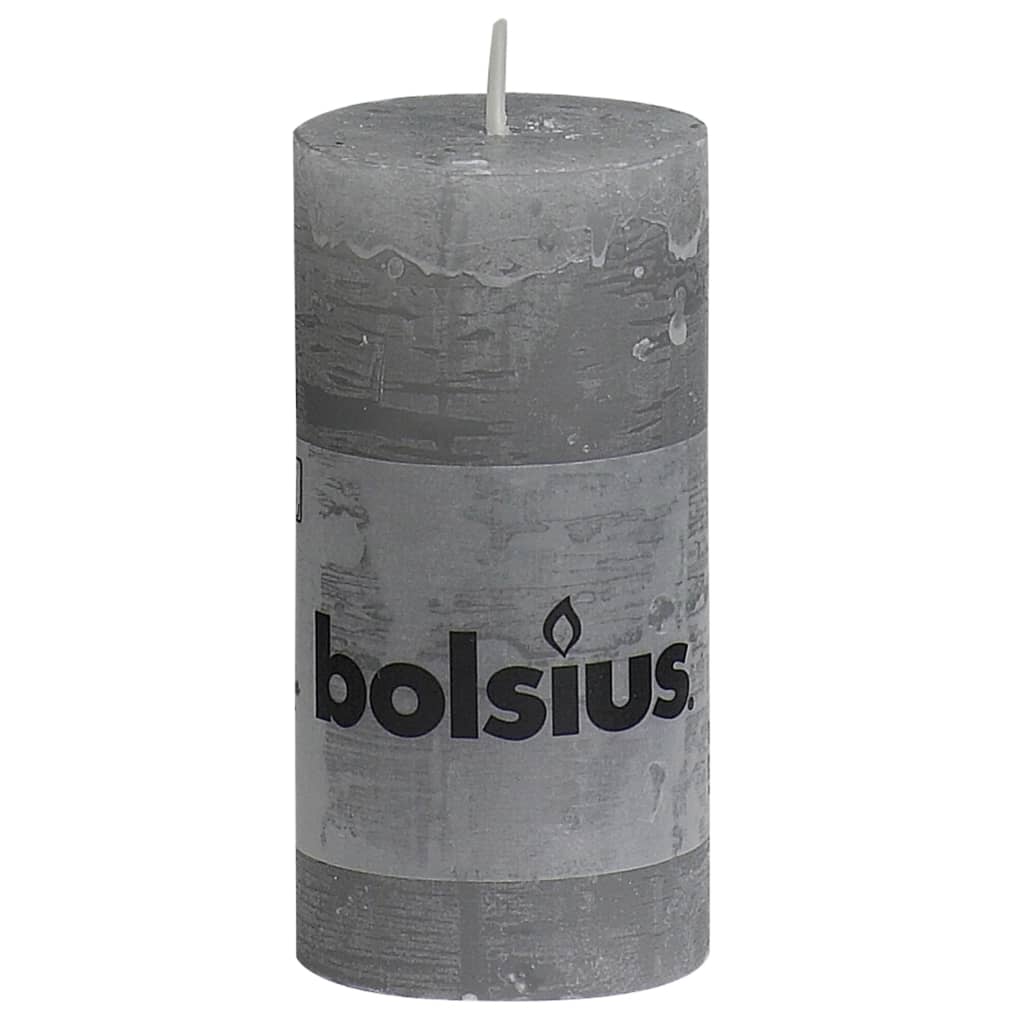 Bolsius Candele Rustiche Moccoli 8 pz 100x50 mm Grigio Chiaro 428147