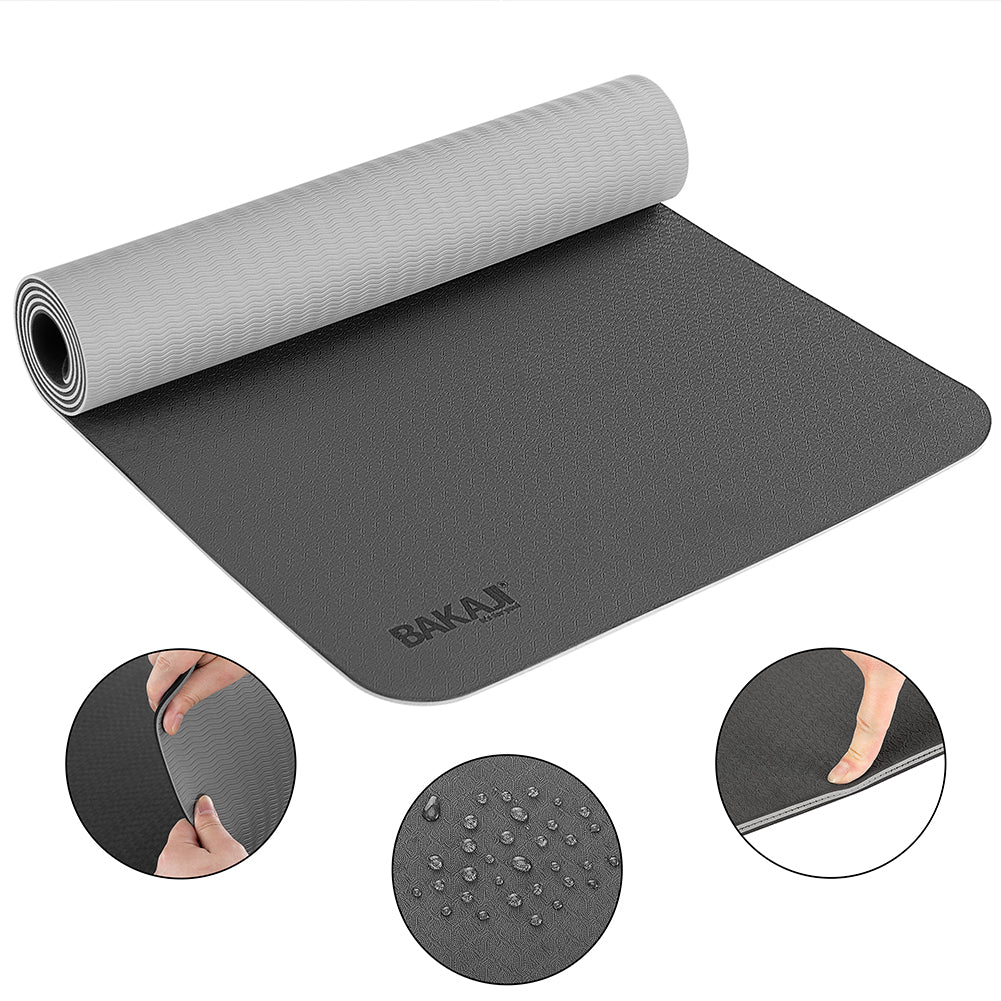 Tappetino Yoga Aerobica Pilates Tappeto Allenamento Fitness Palestra Grigio Nero