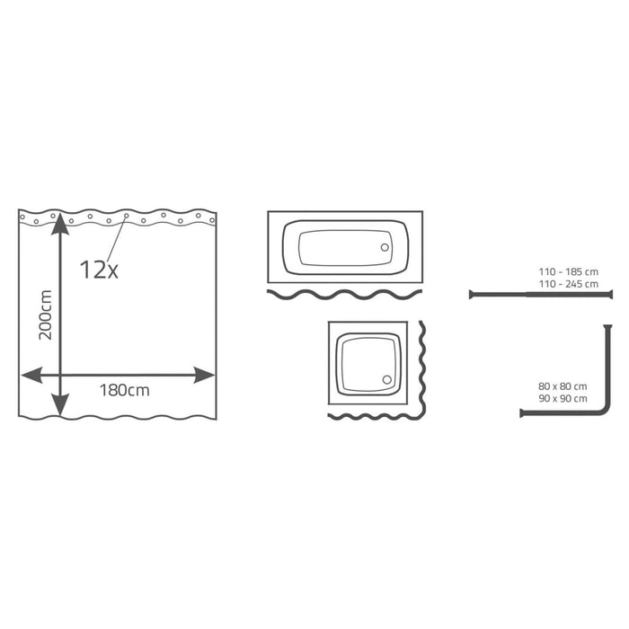 RIDDER Tenda da Doccia Funanas 180 x 200 cm 425980