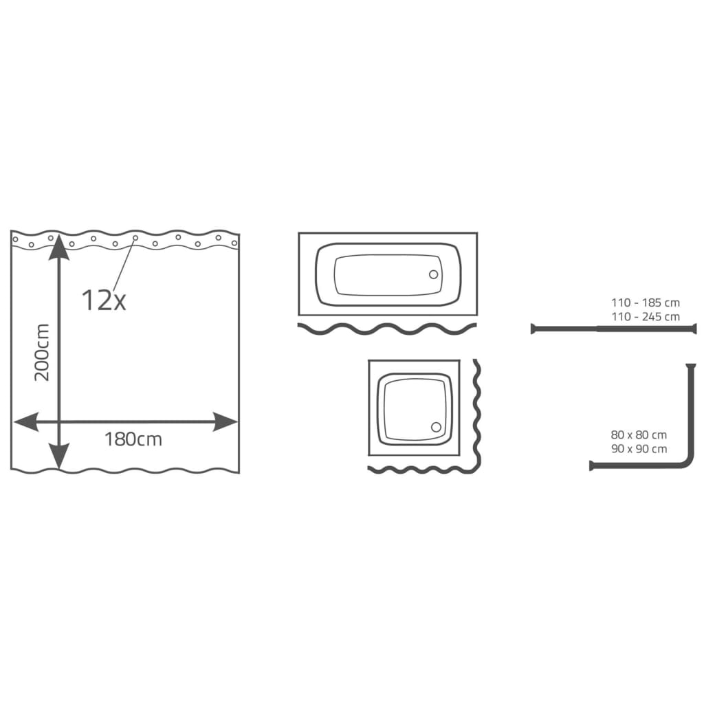 RIDDER Tenda da Doccia Vinyl Nera 433751