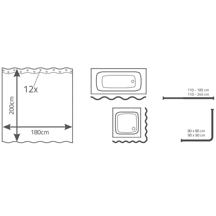 RIDDER Tenda da Doccia Layer 180x200 cm