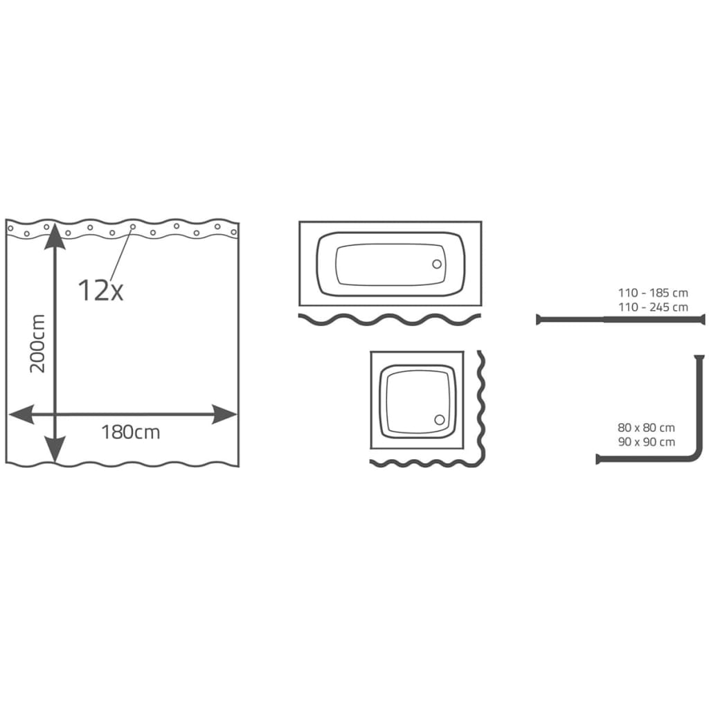 RIDDER Tenda da Doccia Brilliant 180x200 cm