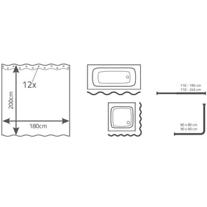 RIDDER Tenda da Doccia Brilliant 180x200 cmcod mxl 106239