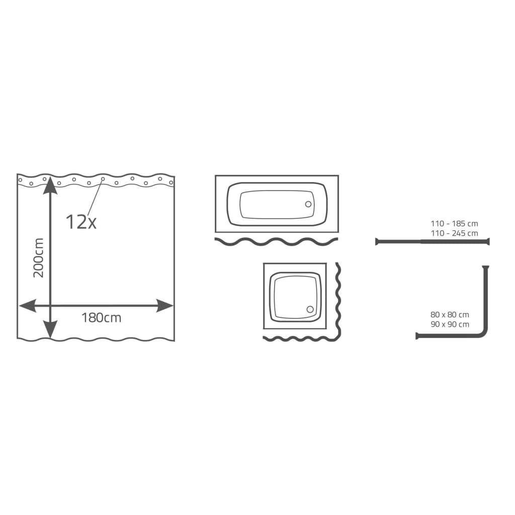 RIDDER Tenda da Doccia Geo in Tessuto 429761