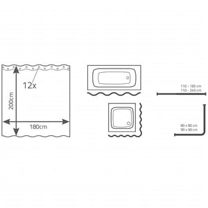 RIDDER Tenda da Doccia Zebra 180x200 cm