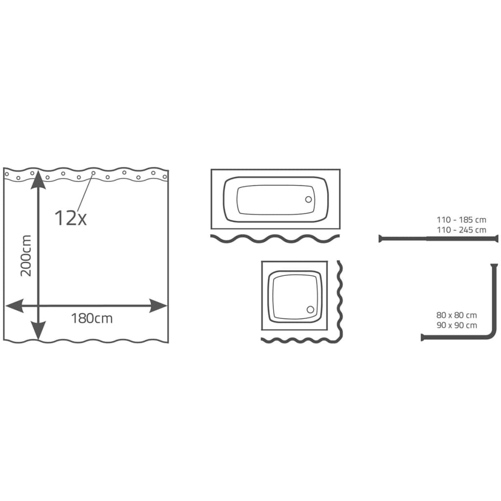 RIDDER Tenda da Doccia Madison 180x200 cm 421537