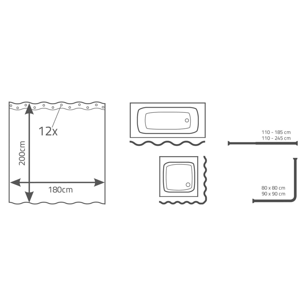 RIDDER Tenda da Doccia Atlantis 180x200 cm 445024